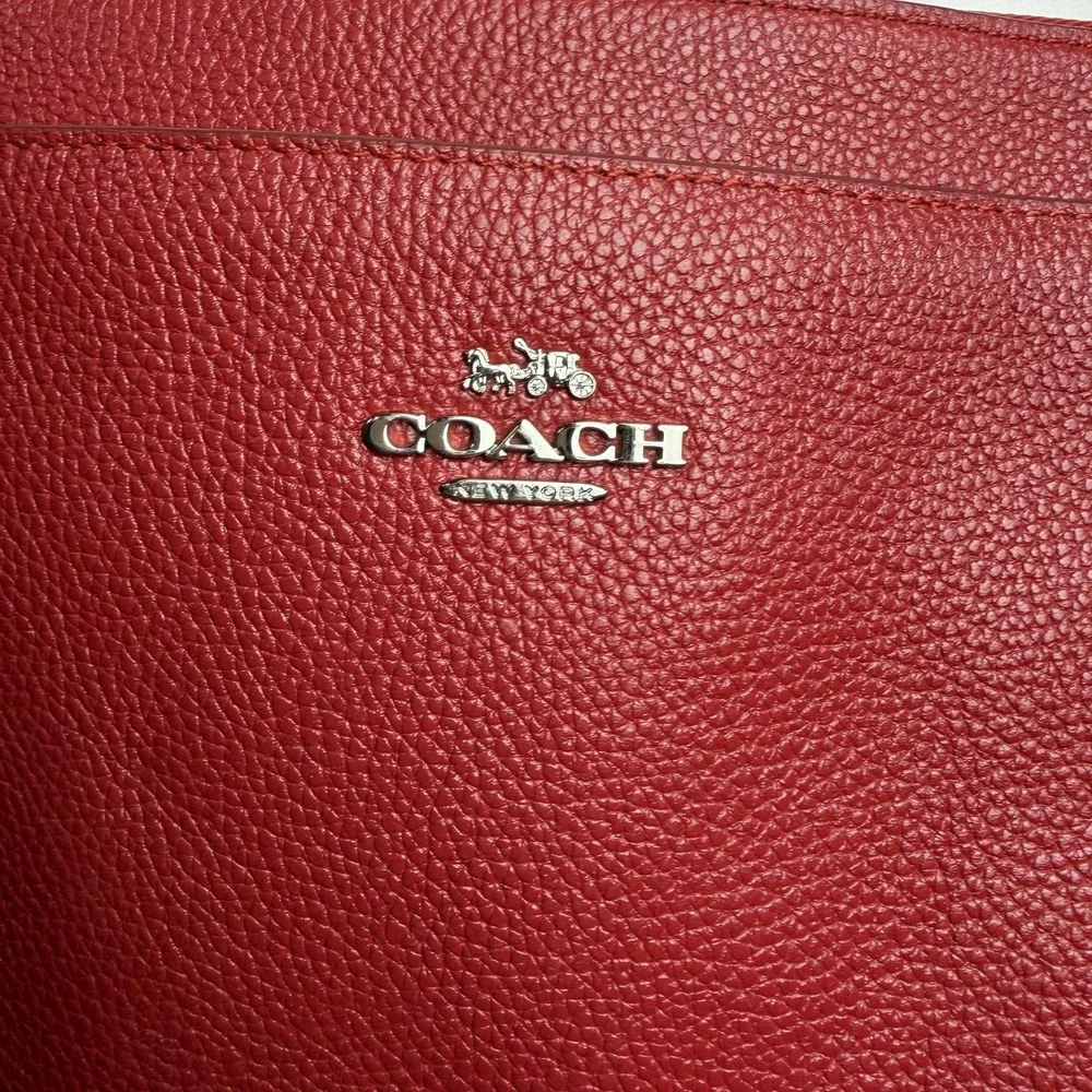 Coach Crossbody Bag Womens Small Red Pebbled Leather Zip Top Purse F54857